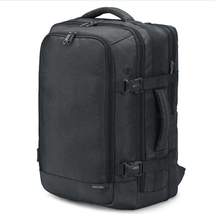 Plecak podróżny Kabinowy do samolotu  z Poszerzeniem na Laptopa 16'' PUCCINI Czarny PM9031-1