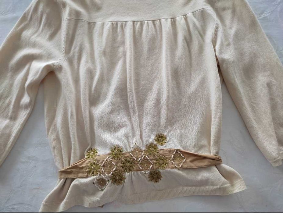 Conjunto casaco e top algodão bordado