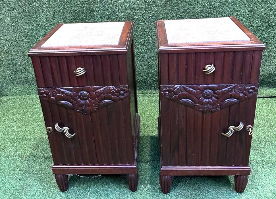 Mesas de cabeceira, peniqueiras, anos 40, 35X35X68 cm