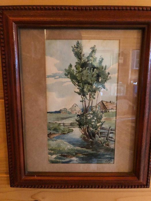 Aguarela de F.Santos, 1919, muito bom estado