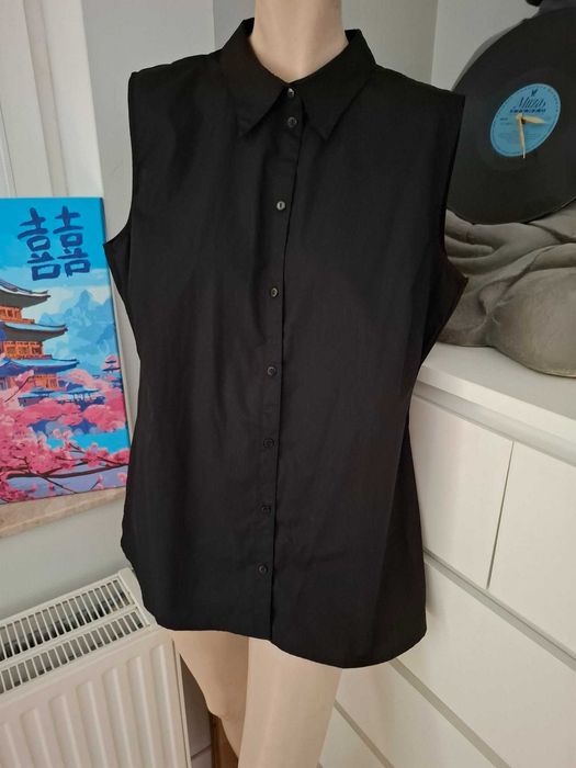 46 XXXL BPC Selection elegancka czarna koszula do pracy biurowa bluzka