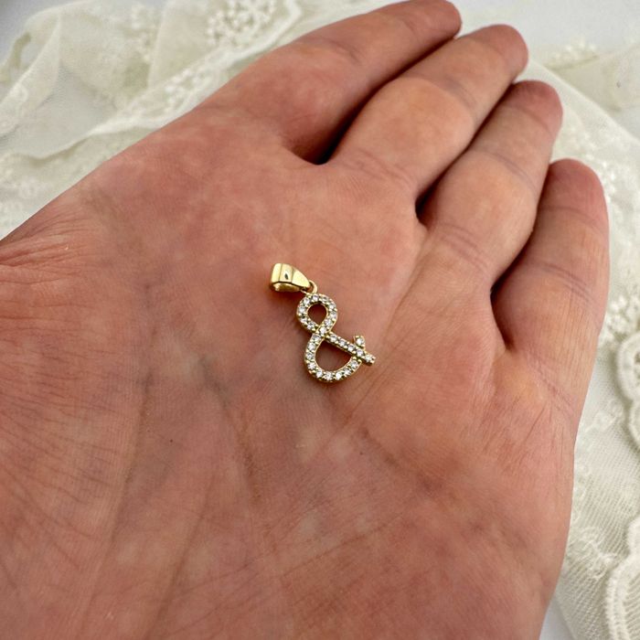Złota Zawieszka 333 Znak Ampersand & z Cyrkoniami 0.70G | Odnowiona