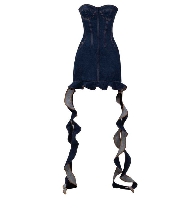 DAVID KOMA Corset Denim cotton mini dress UK6 XS міні сукня корсет