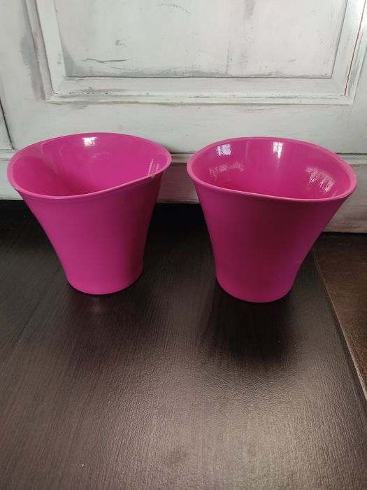 2 Doniczki kolor fuksja osłonka na doniczkę 16cmx15cm