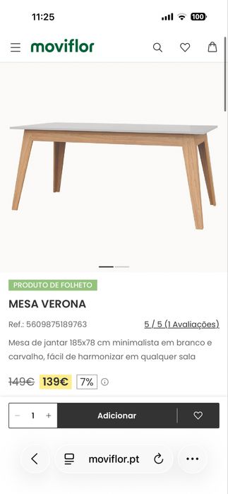 Mesa de jantar branca
