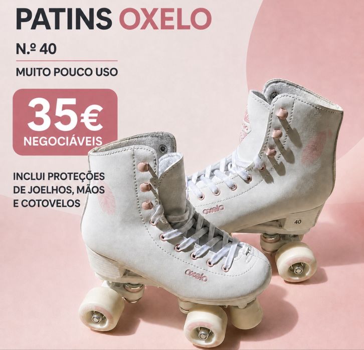 Patins OXELO N.º 40 + Proteções – Pouco uso
