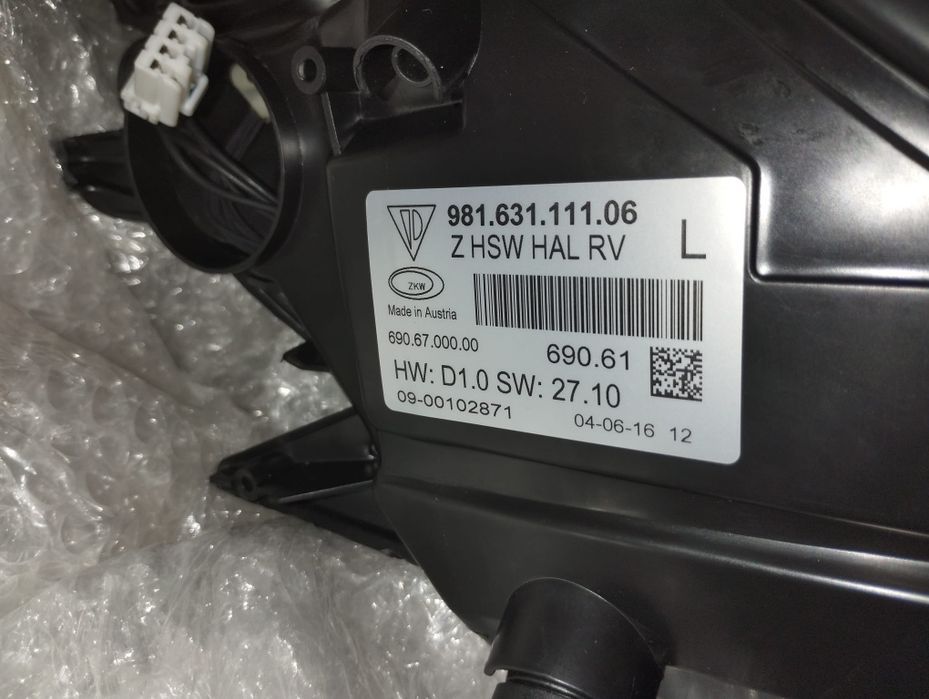 Farol Óptica Led Porsche Cayman, Lado Esquerdo