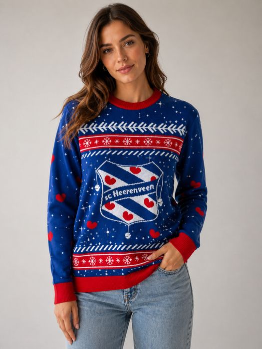 Sweter kibica damski męski rozmiar S unisex SC Heerenveen 100% akryl  sweter świąteczny christmas na prezent dla kibica