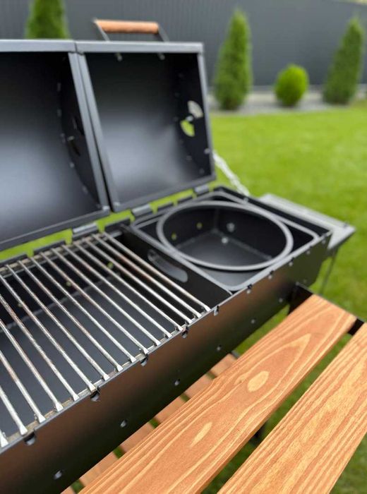 Мангал гриль барбекю метал 5 мм з решітеою для гриля та підставкою