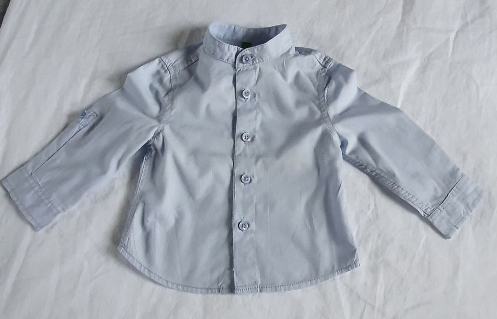 Benetton- błękitna koszula dł.rękaw dla chłopca r.74cm