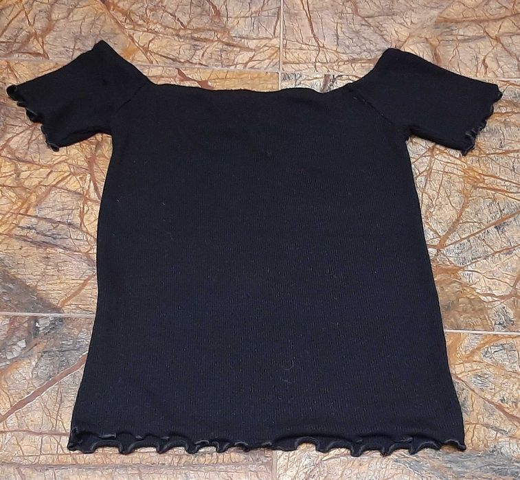 Top na krótki rękaw, Stradivarius, czarny, rozmiar S