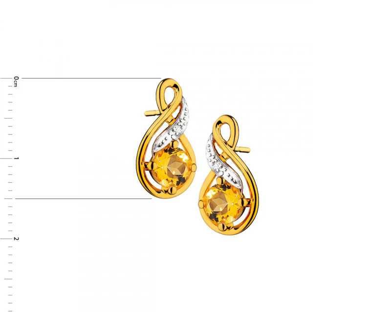Diament i cytryn zawieszka i kolczyki złoto Apart OKAZJA