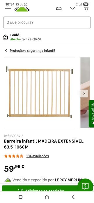 Barreira infantil madeira extensível