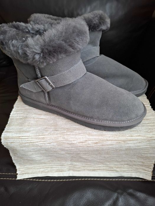 Buty szare ocieplane z kożuszkiem typ EMU nowe pasek zamsz rozmiar 41