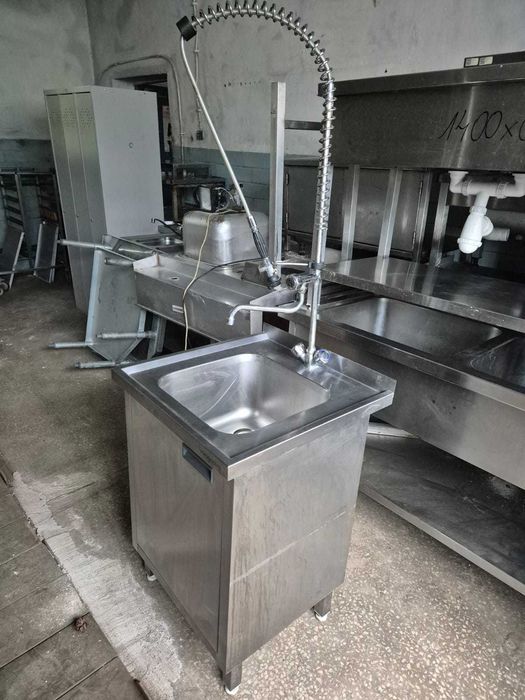 Zlew gastronomiczny z szafką 60x60x85 plus bateria prysznicowa