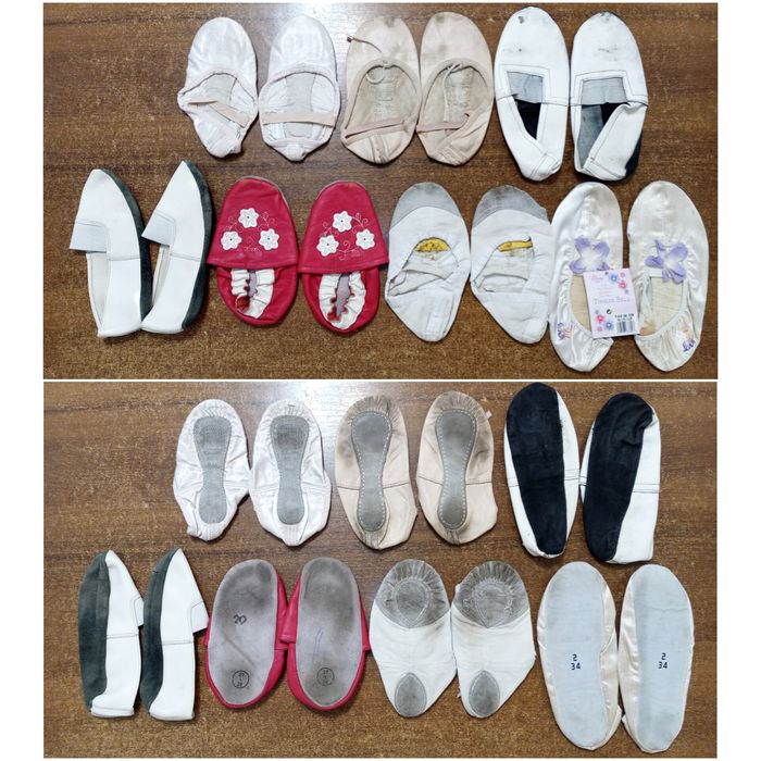 Чешки дитячі для танців, гімнастики шкіряні червоні білі