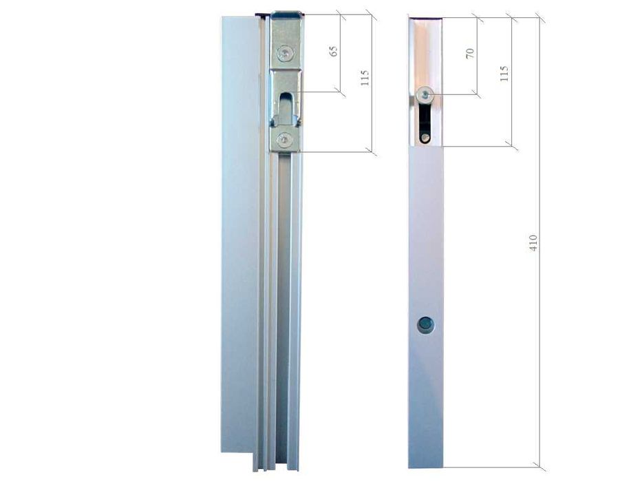 Zamek pionowy burty aluminiowej - bez słupkowy H400