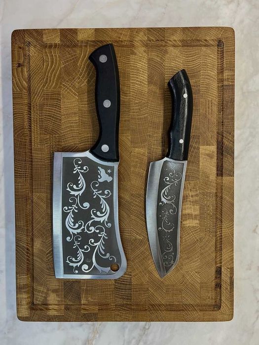 Торцева дошка дуб з тяпкою Візерунок + ніж DS35 Торцевая доска