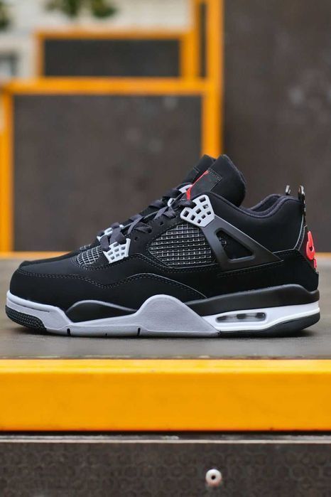 Кросівки Nike Air Jordan Retro 4 Black/Grey/Red premium | Кроссовки Найк чоловічі жіночі