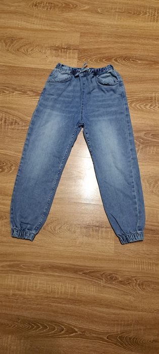 Spodnie, jeansy, joggery, HM, 134, niebieskie