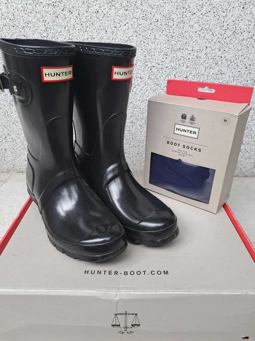Kalosze Hunter czarne, swietny stan! ocieplacze gratis rozmiar 38