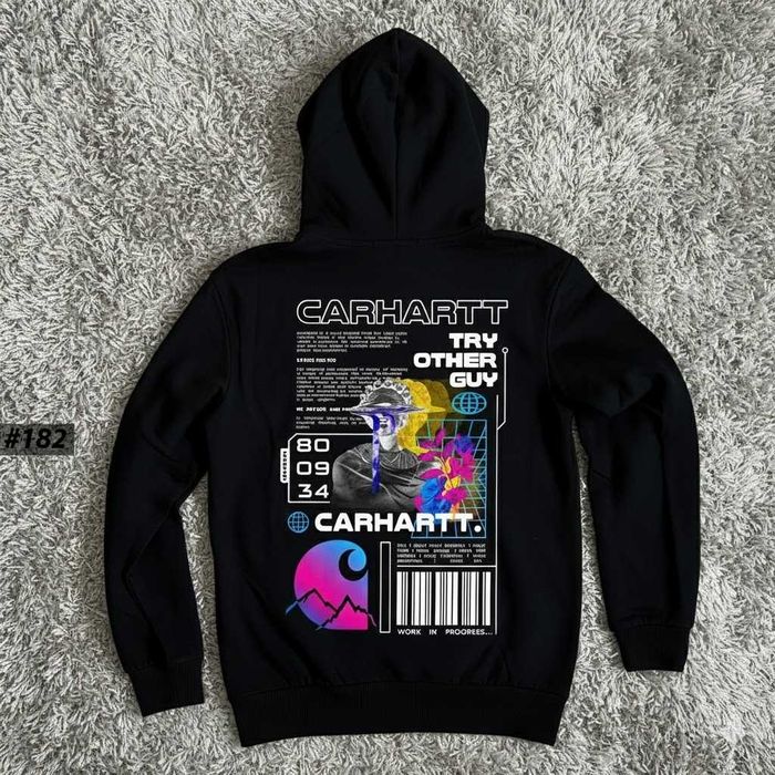 Черное Худи CARHARTT Big Logo — Чорна Толстовка Кархарт — XS/XL