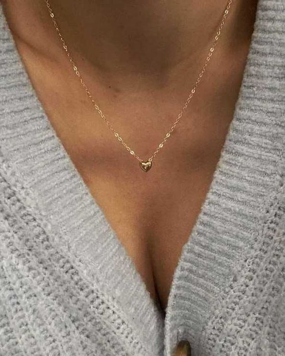 złoty naszyjnik wisiorek celebrytka łańcuszek serce choker stal