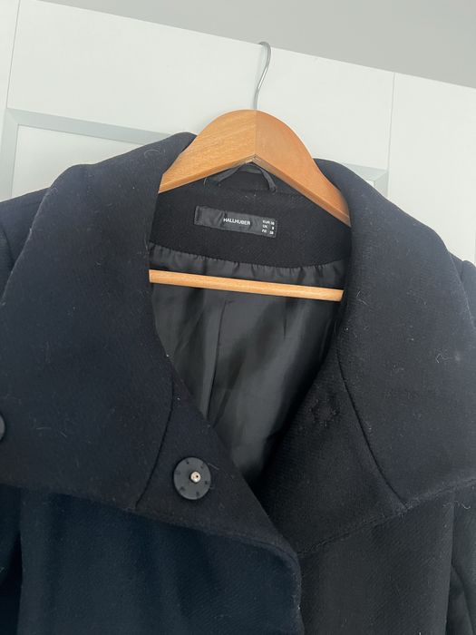 Wełniany czarny plaszcz Hallhuber S damski