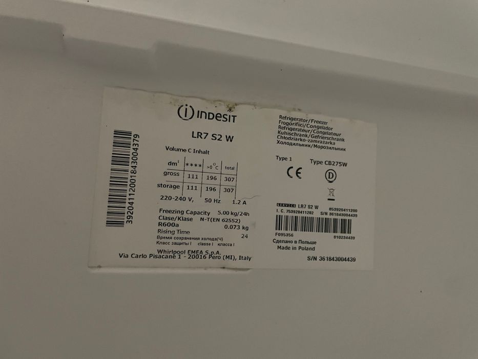 Frigorífico combinado indesit