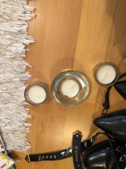 conjunto de porta velas transparentes