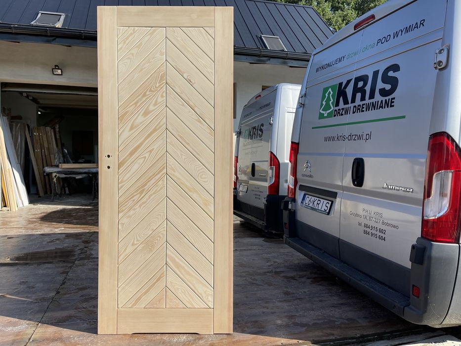 Drzwi wewnętrzne drewniane lite sosnowe jodełka NA WYMIAR CAŁA POLSKA