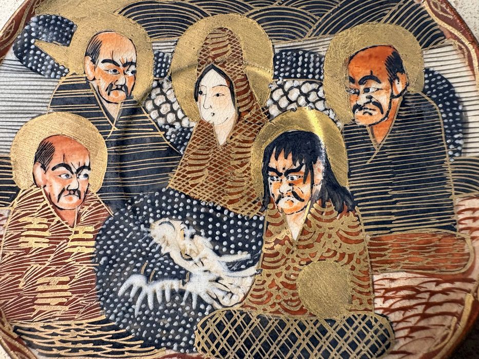Lindissima antiga chávena japonesa Satsuma pintada à mào e assinada