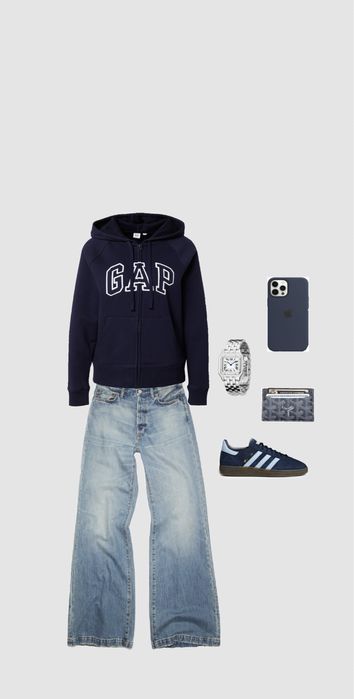 Gap Navy Blue Zip Up Hoodie