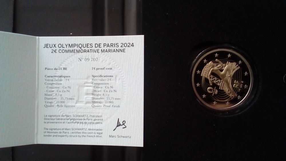 Moeda 2€ Franca 2021 Proof comemorativa Jogos Olimpicos Paris 2024