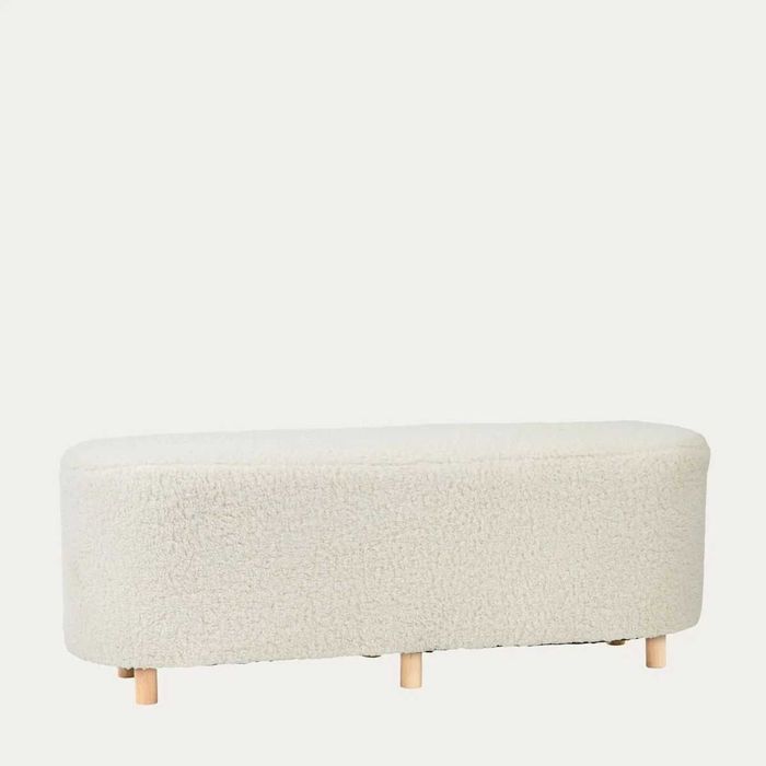 Ławka ELSA beżowa w tkaninie TEDDY 120x40x44 cm