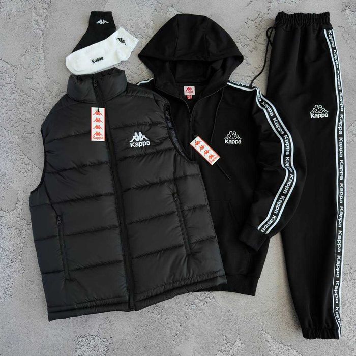 Спортивний чоловічий комплект (жилетка + зіп кофта + штани)