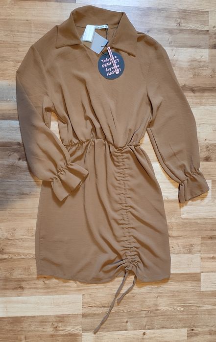 Sukienka w kolorze kawy z mlekiem, nowa, r. uniwersalny