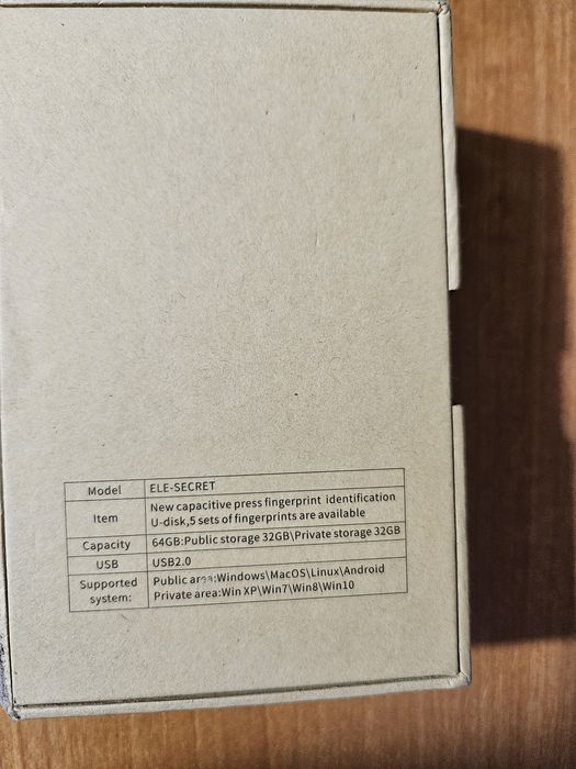 Pendrive Elephone Secret 64GB na odcisk palca