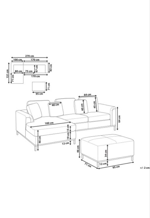 Sofa/narożnik beżowy Beliani Oslo