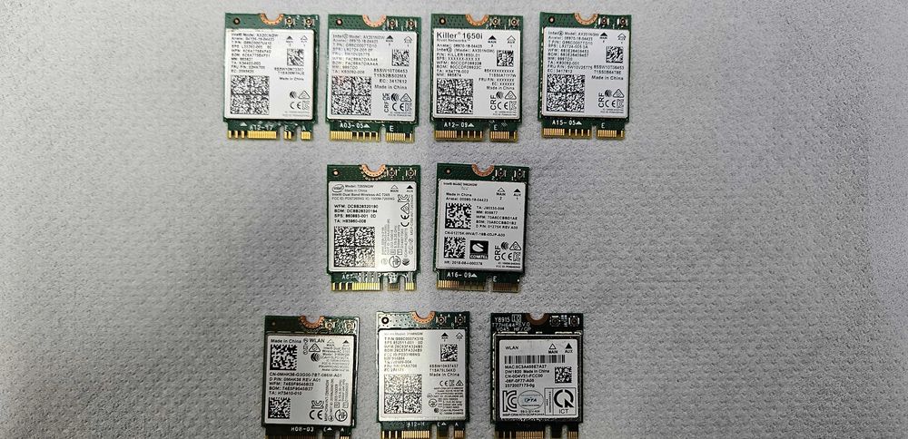 Karty WIFI do laptopów i nie tylko, wszystkie 100% sprawne. Killer 1650, Intel AX201NGW..