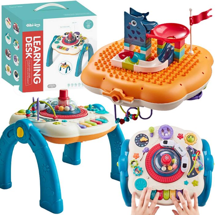 Stolik interaktywny pociąg klocki dwustronny