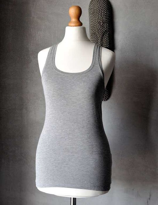 Tank top basic szarość melanżowa bawełna XS S