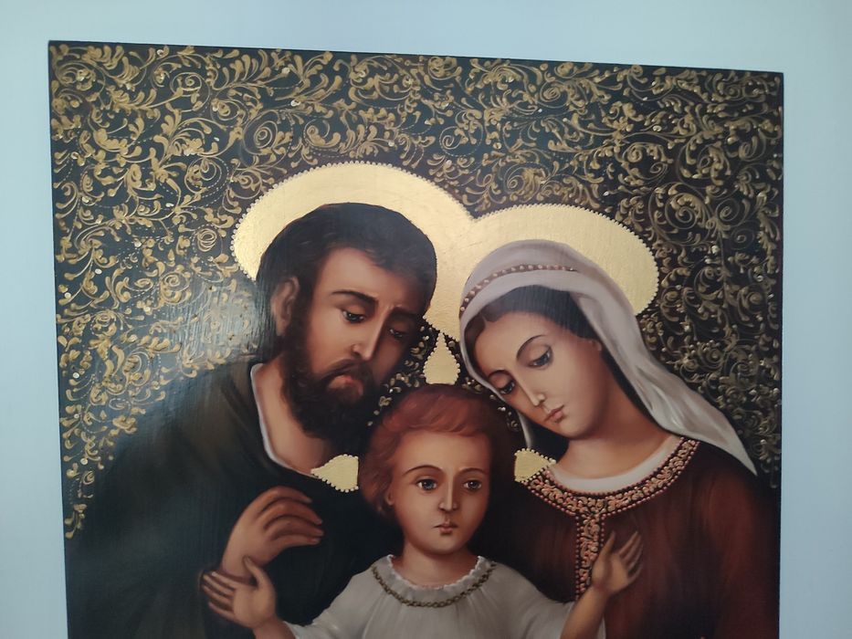 Piękna ikona przedstawiająca Świętą rodzinę