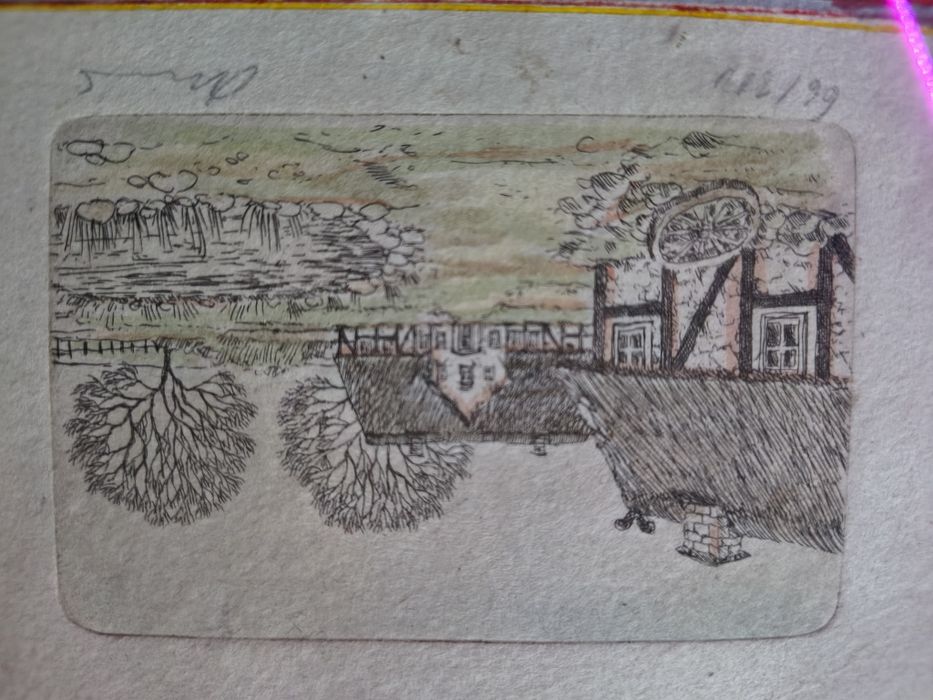 Miniaturowa sygnowana litografia