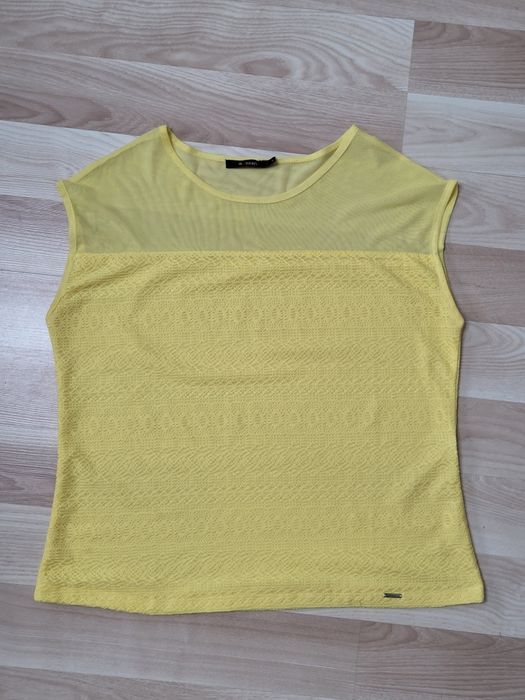 Bluzka Monnari 40 L żółta krótki rękaw elegancka do pracy