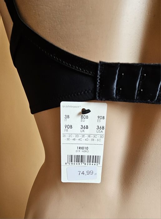 Nowy czarny biustonosz balkonetka Wien Tezenis