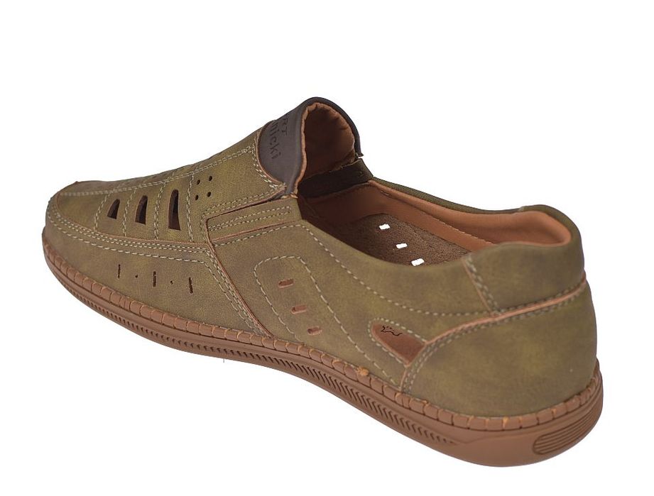 Mokasyny męskie ażurowe letnie khaki P-4-7045 rozmiar: 40