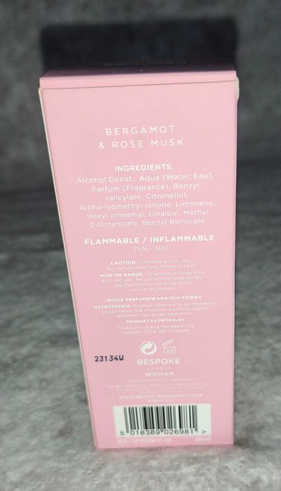 Woda perfumowana dla kobiet Bespoke Bergamot & Rose Musk