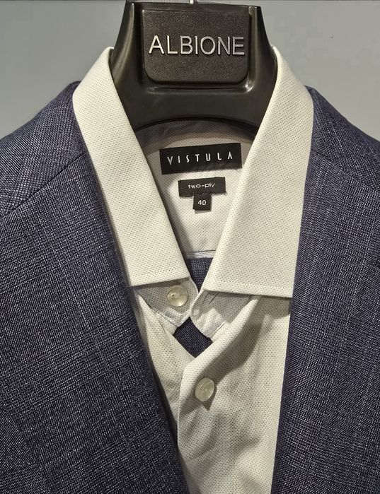 Garnitur męski ALBIONE włoski wełniany jak nowy tanio