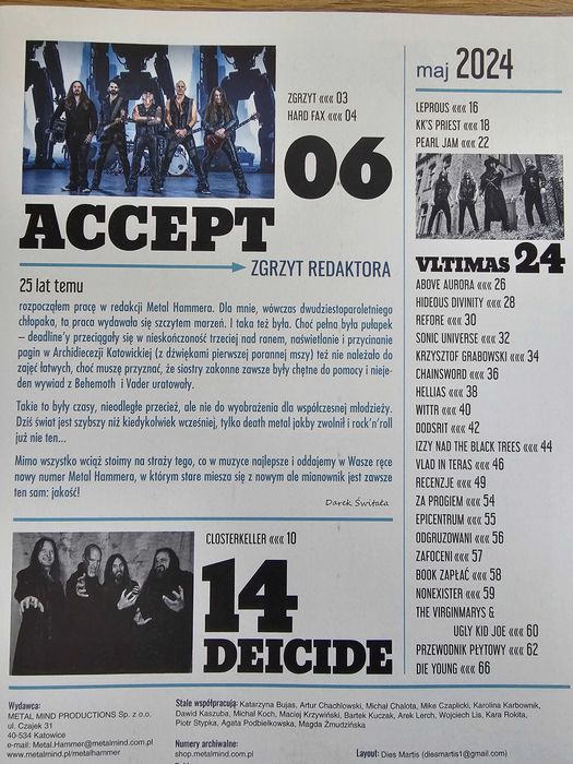 Metal Hammer 395 5/2024 - Accept, Closterkeller, Deicide, Pearl Jam